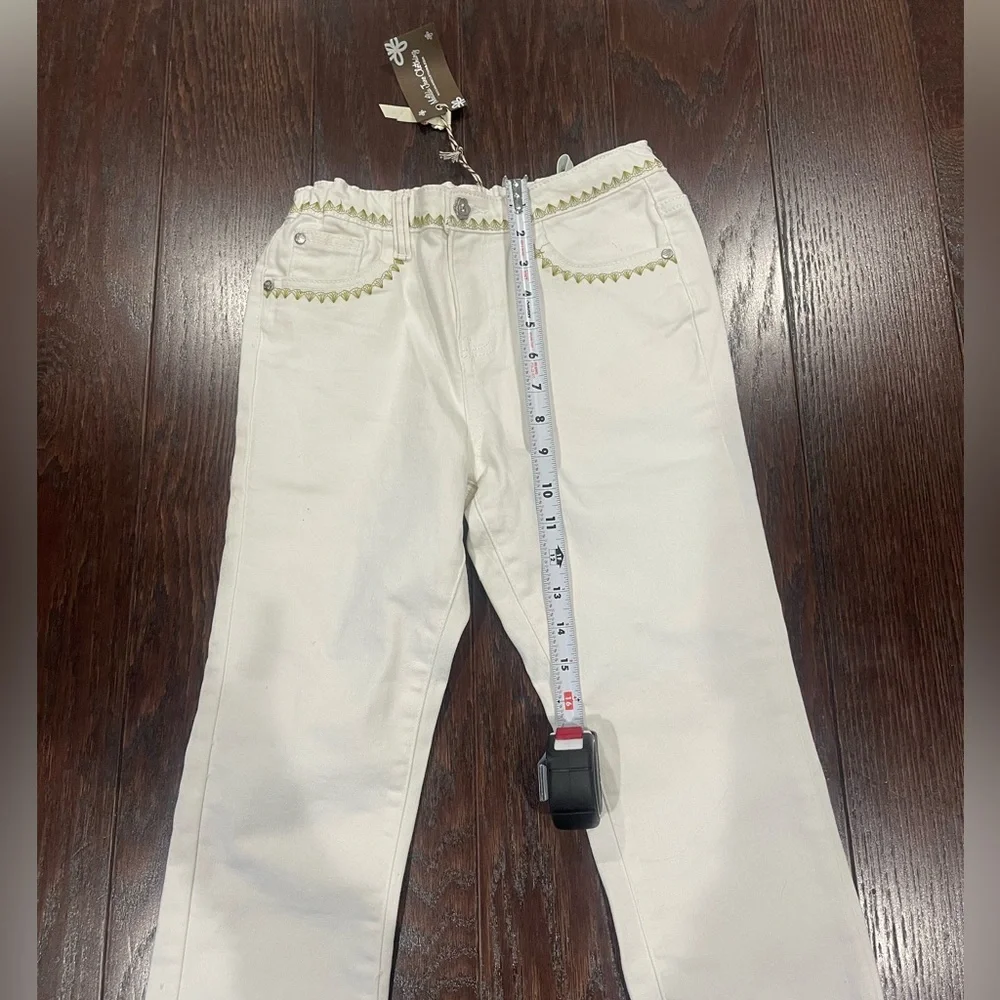 Matilda Jane Enchanted Garden Logan Crop Straight  White Jeans Girl Size 12 NEW